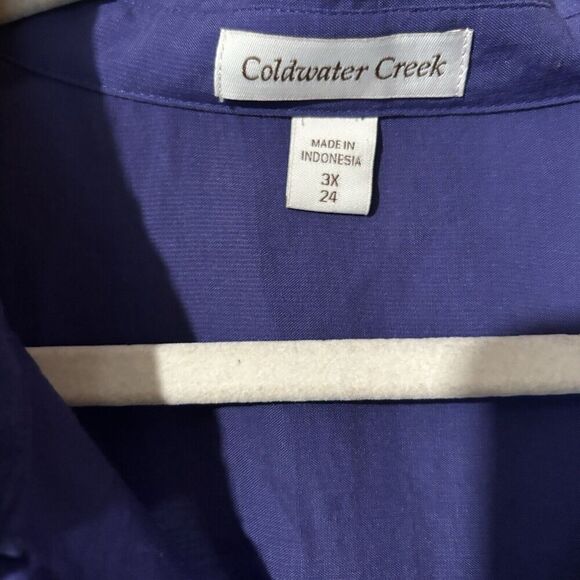 Coldwater Creek Top Womens 3X 24 Blue Sheer Long Sleeve Button Up Shirt Blouse - Picture 7 of 9